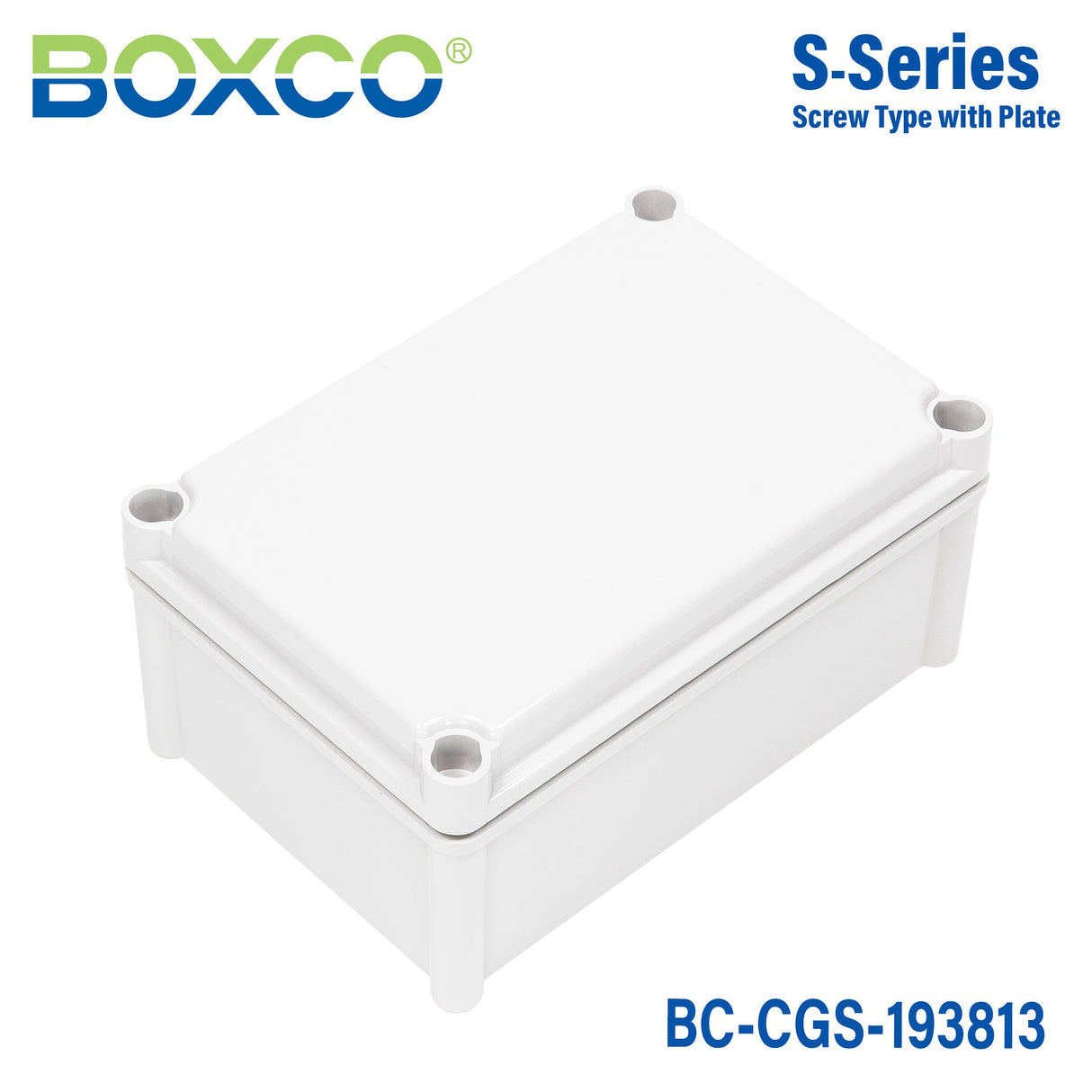 Boxco S - Series 7.48 x 14.96 x 5.12 Inches(190x380x130mm) Plastic Enclosure, IP67, IK08, PC, Grey Cover, Screw Type - BC-CGS-193813 - powersupplymall.com