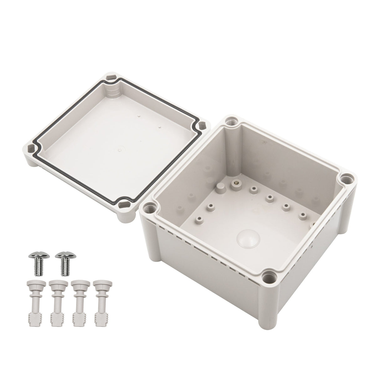 Boxco S - Series 7.48 x 7.48 x 5.12 Inches(190x190x130mm) Plastic Enclosure, IP67, IK08, PC, Grey Cover, Screw Type - BC-CGS-191913 - powersupplymall.com