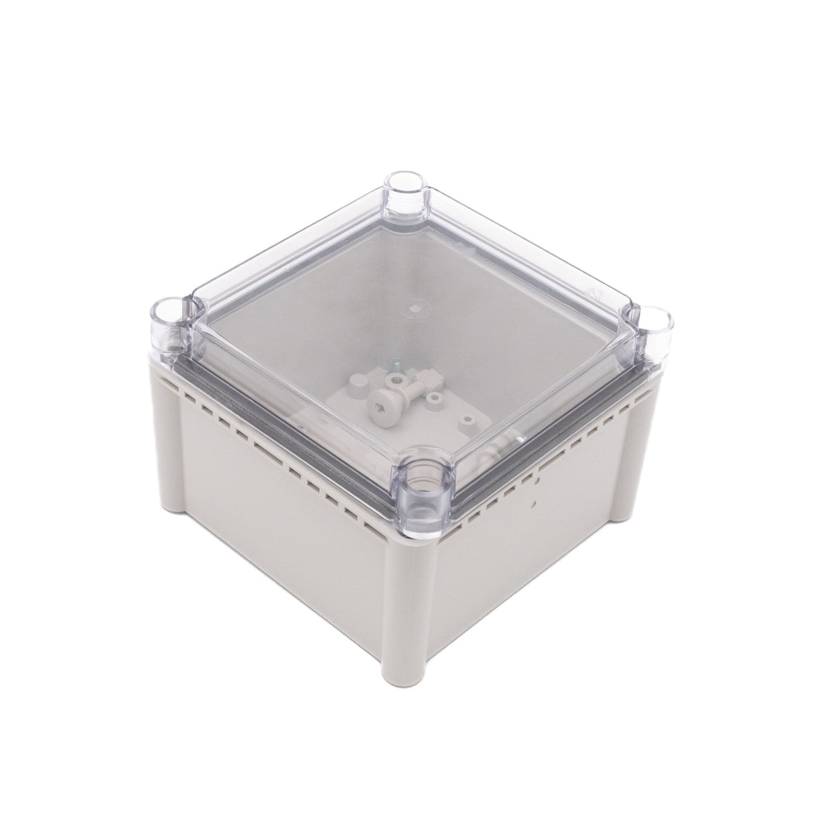 Boxco S - Series 7.48 x 7.48 x 5.12 Inches(190x190x130mm) Plastic Enclosure, IP67, IK08, PC, Transparent Cover, Screw Type - BC-CTS-191913 - powersupplymall.com