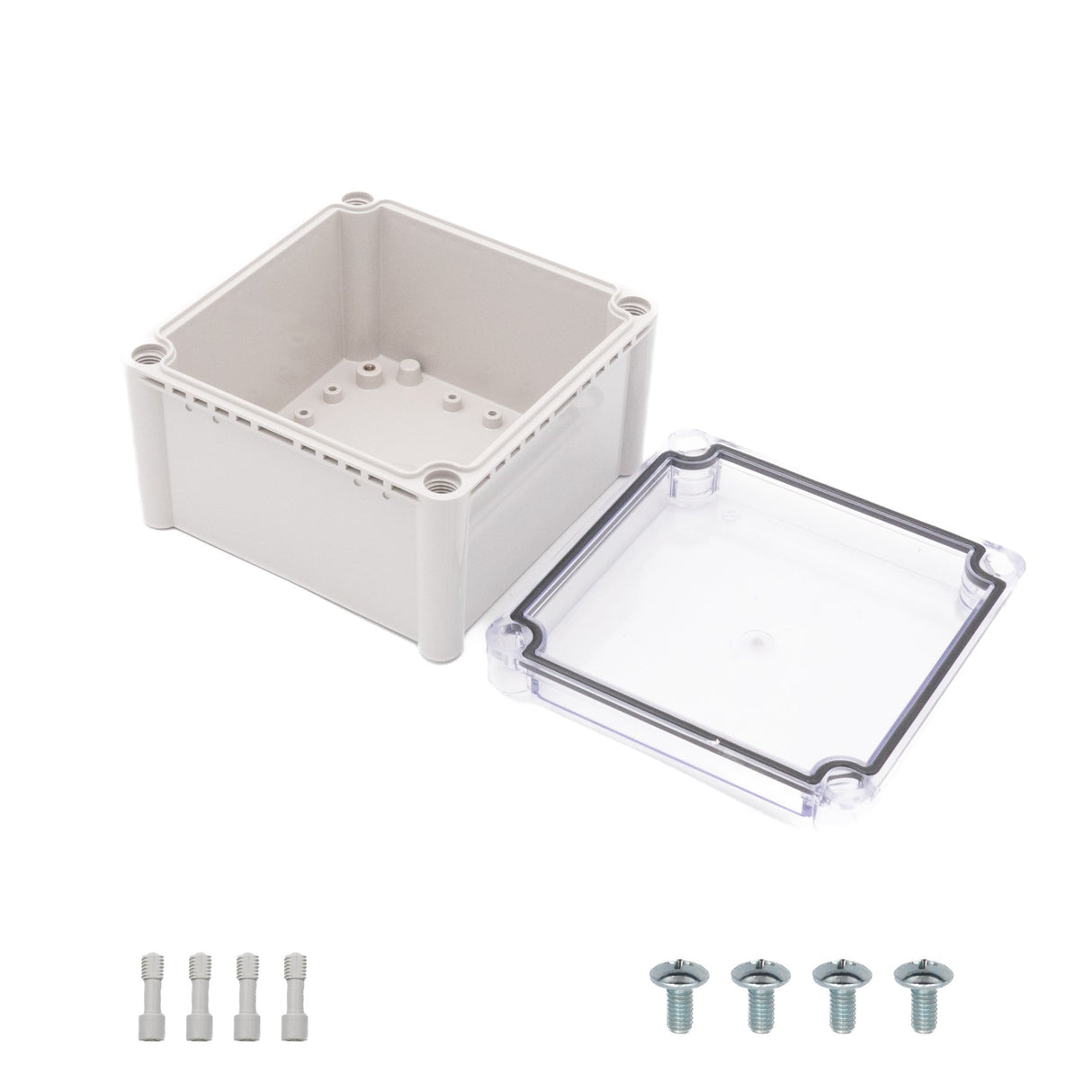 Boxco S - Series 7.48 x 7.48 x 5.12 Inches(190x190x130mm) Plastic Enclosure, IP67, IK08, PC, Transparent Cover, Screw Type - BC - CTS - 191913 - powersupplymall.com