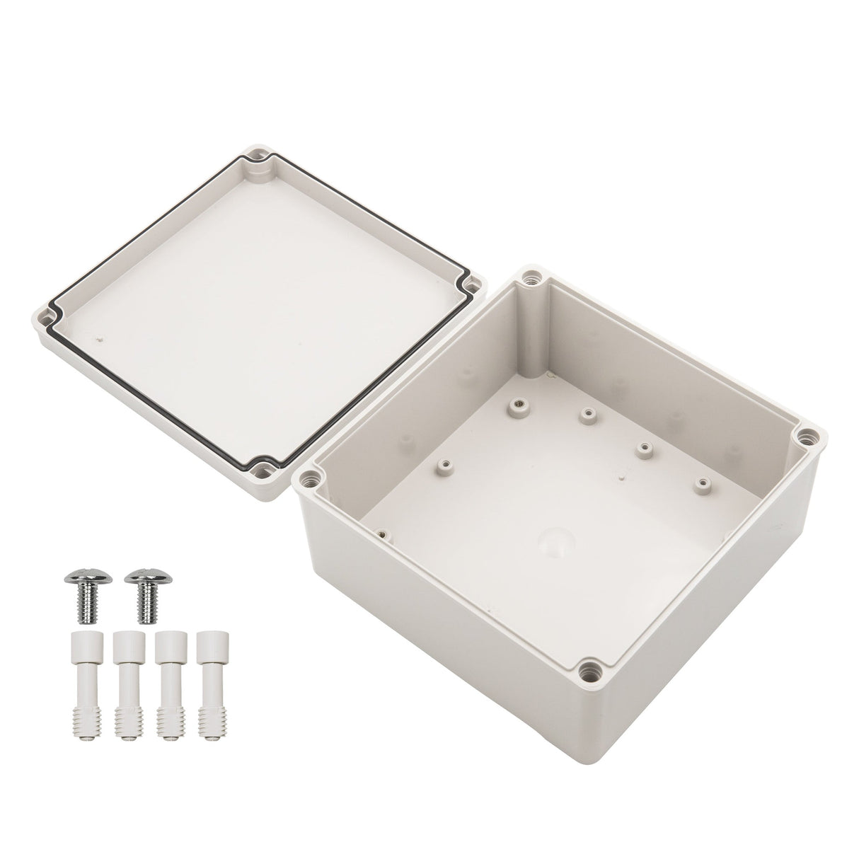 Boxco S - Series 7.87 x 7.87 x 3.94 Inches(200x200x100mm) Plastic Enclosure, IP67, IK08, PC, Grey Cover, Screw Type - BC-CGS-202010 - powersupplymall.com