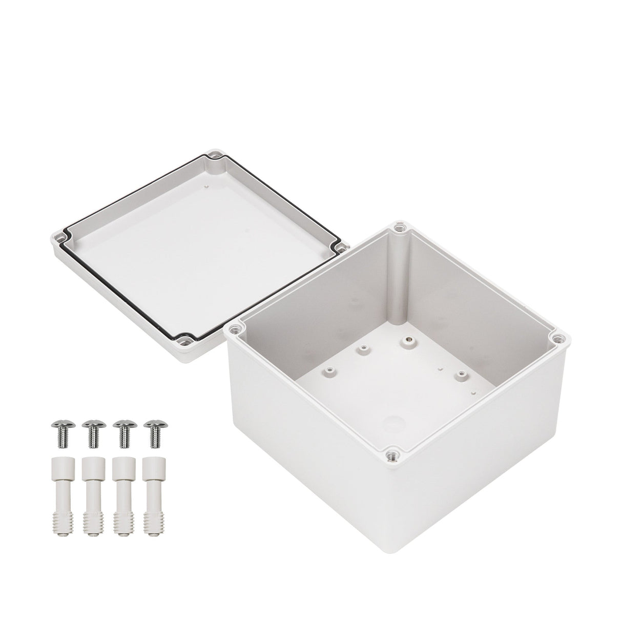 Boxco S - Series 7.87 x 7.87 x 5.12 Inches(200x200x130mm) Plastic Enclosure, IP67, IK08, ABS, Grey Cover, Screw Type - BC-AGS-202013 - powersupplymall.com