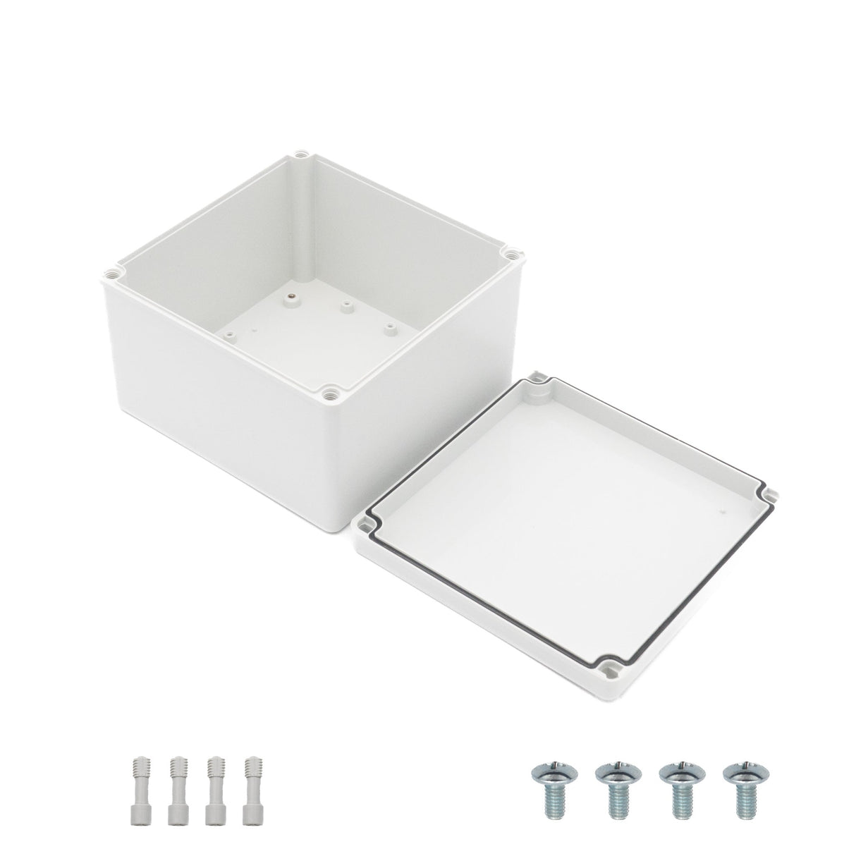 Boxco S - Series 7.87 x 7.87 x 5.12 Inches(200x200x130mm) Plastic Enclosure, IP67, IK08, PC, Grey Cover, Screw Type - BC-CGS-202013 - powersupplymall.com