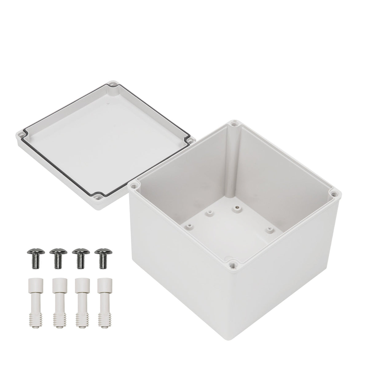 Boxco S - Series 7.87 x 7.87 x 6.3 Inches(200x200x160mm) Plastic Enclosure, IP67, IK08, PC, Grey Cover, Screw Type - BC - CGS - 202016 - powersupplymall.com