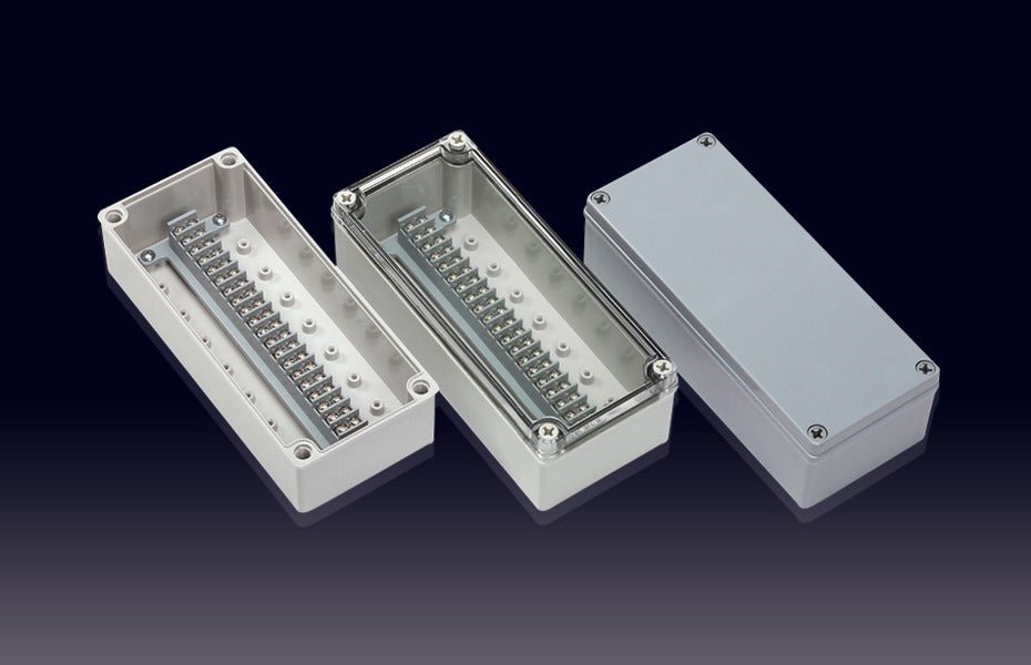 Boxco Terminal Box 20 - pole 3.94 x 9.06 x 2.76 Inches(100 x 230 x 70mm) IP67, IK08, ABS, Transparent Cover - BC - ATG - 20P - powersupplymall.com