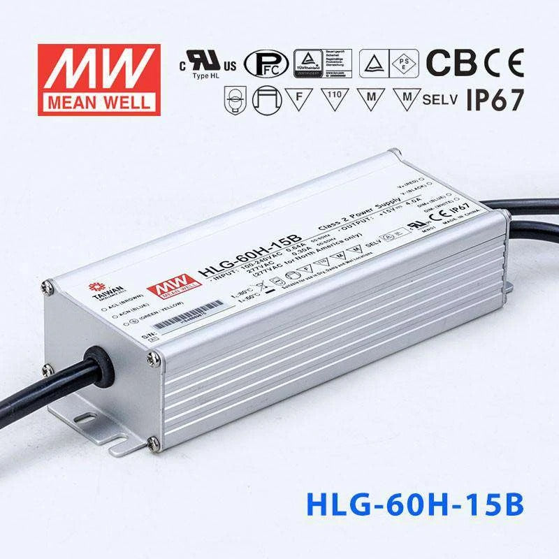 Mean Well HLG-60H-15B Power Supply 60W 15V - Dimmable 4A