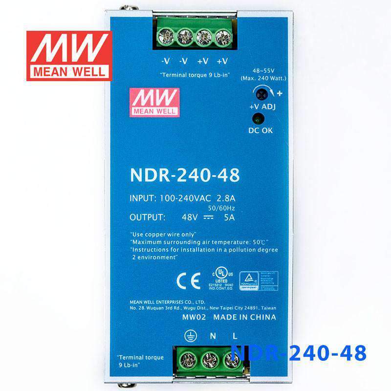 Mean Well NDR-240-48 Single Output Industrial Power Supply 240W 48V 5A - DIN Rail - PHOTO 2