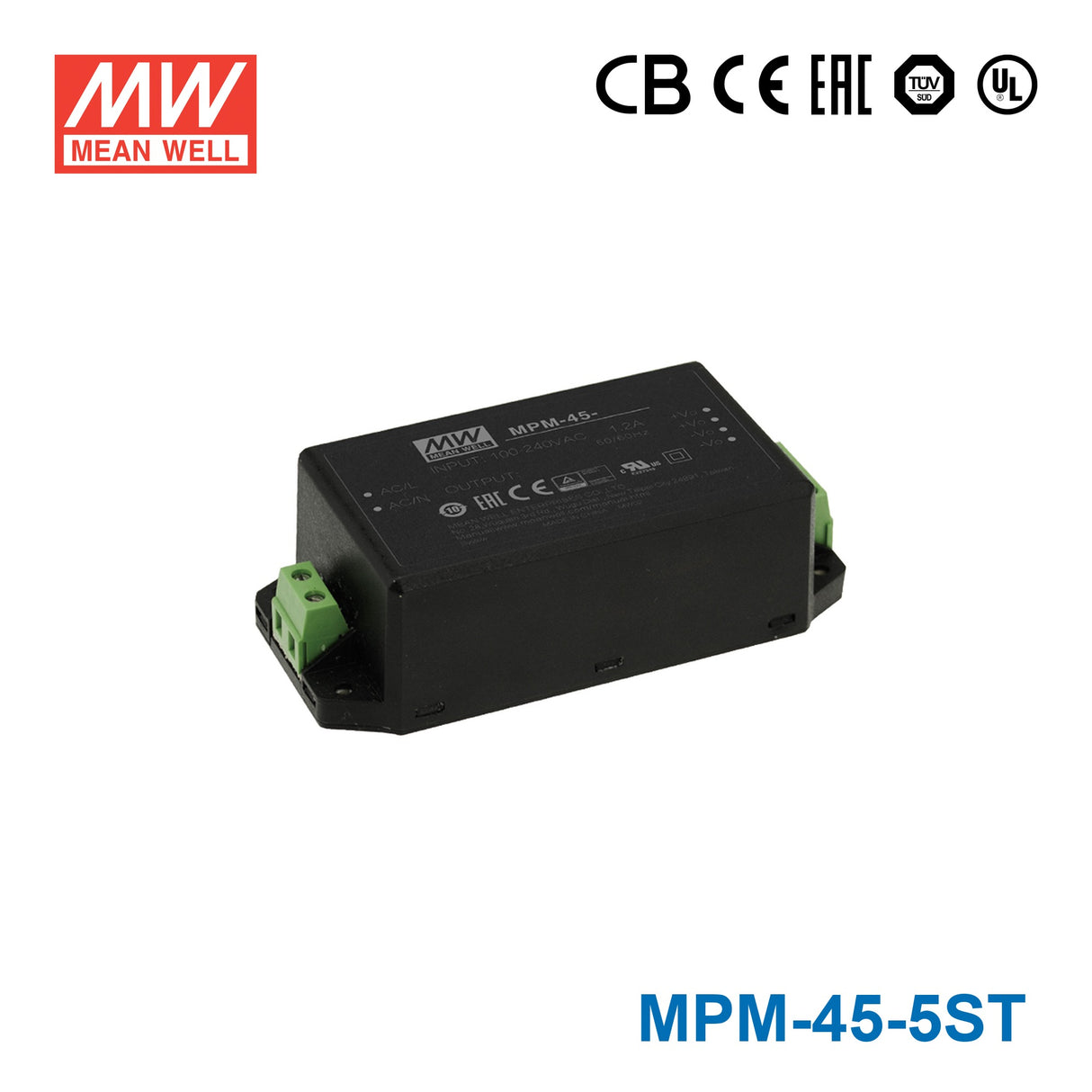 Mean Well MPM-45-5ST Power Supply 45W 5V 8A