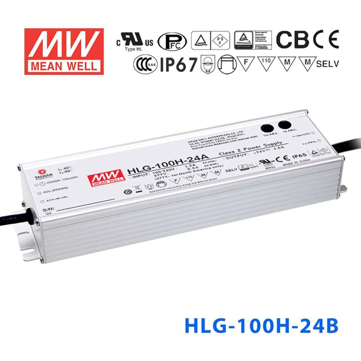 Mean Well HLG-100H-24B Power Supply 100W 24V - Dimmable 4A