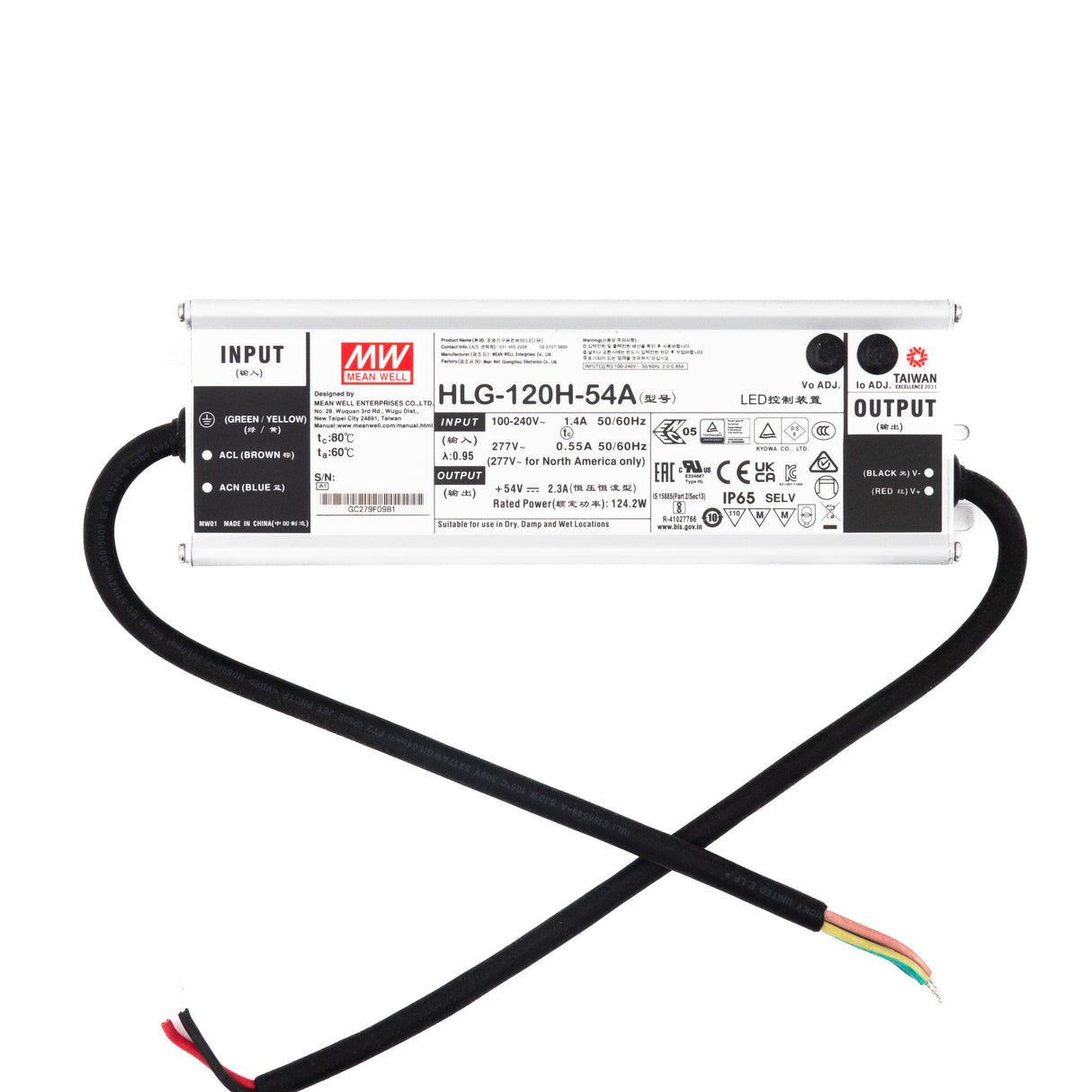 Mean Well HLG-120H-54A Power Supply 120W 54V - Adjustable