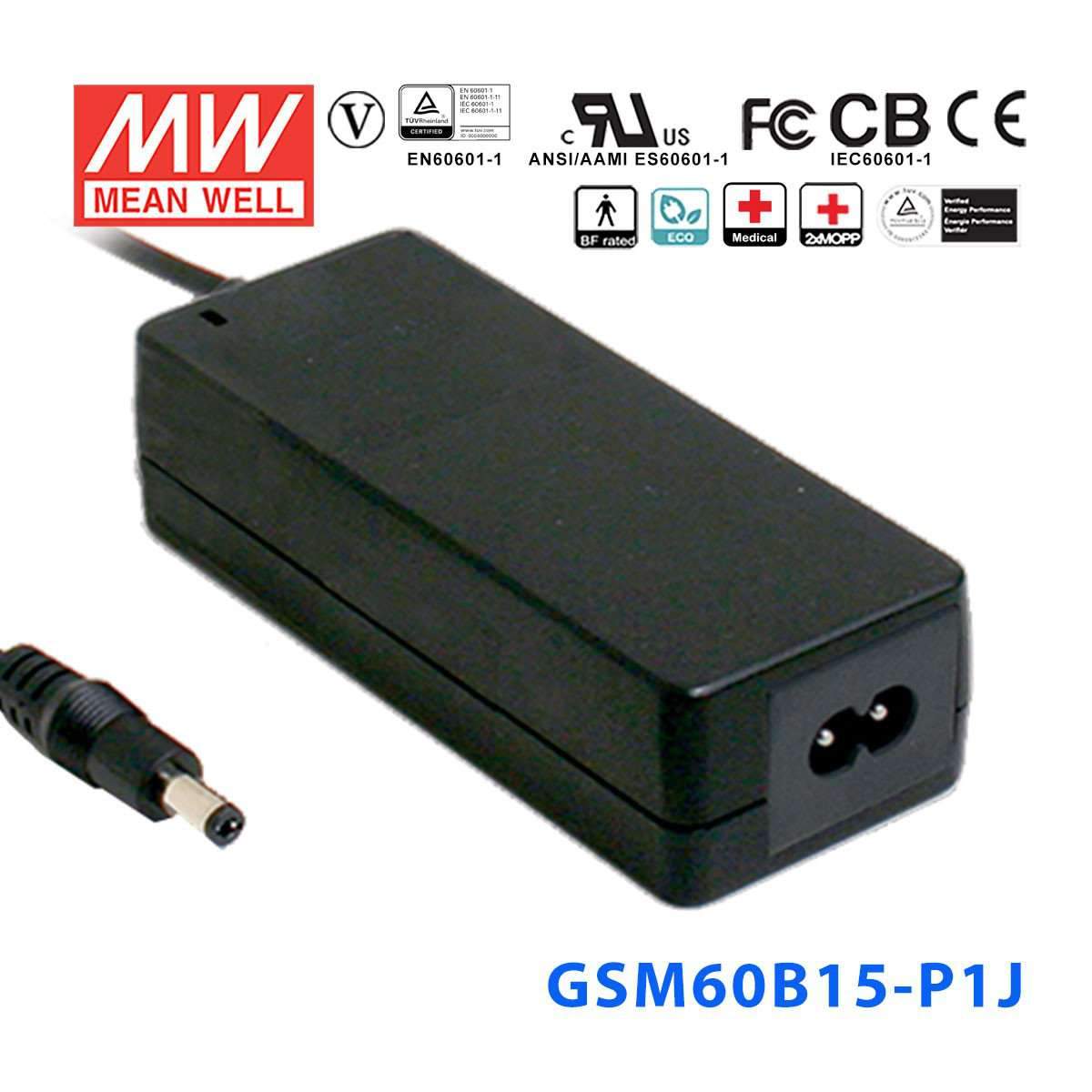 Mean Well GSM60B15-P1J Power Supply 60W 15