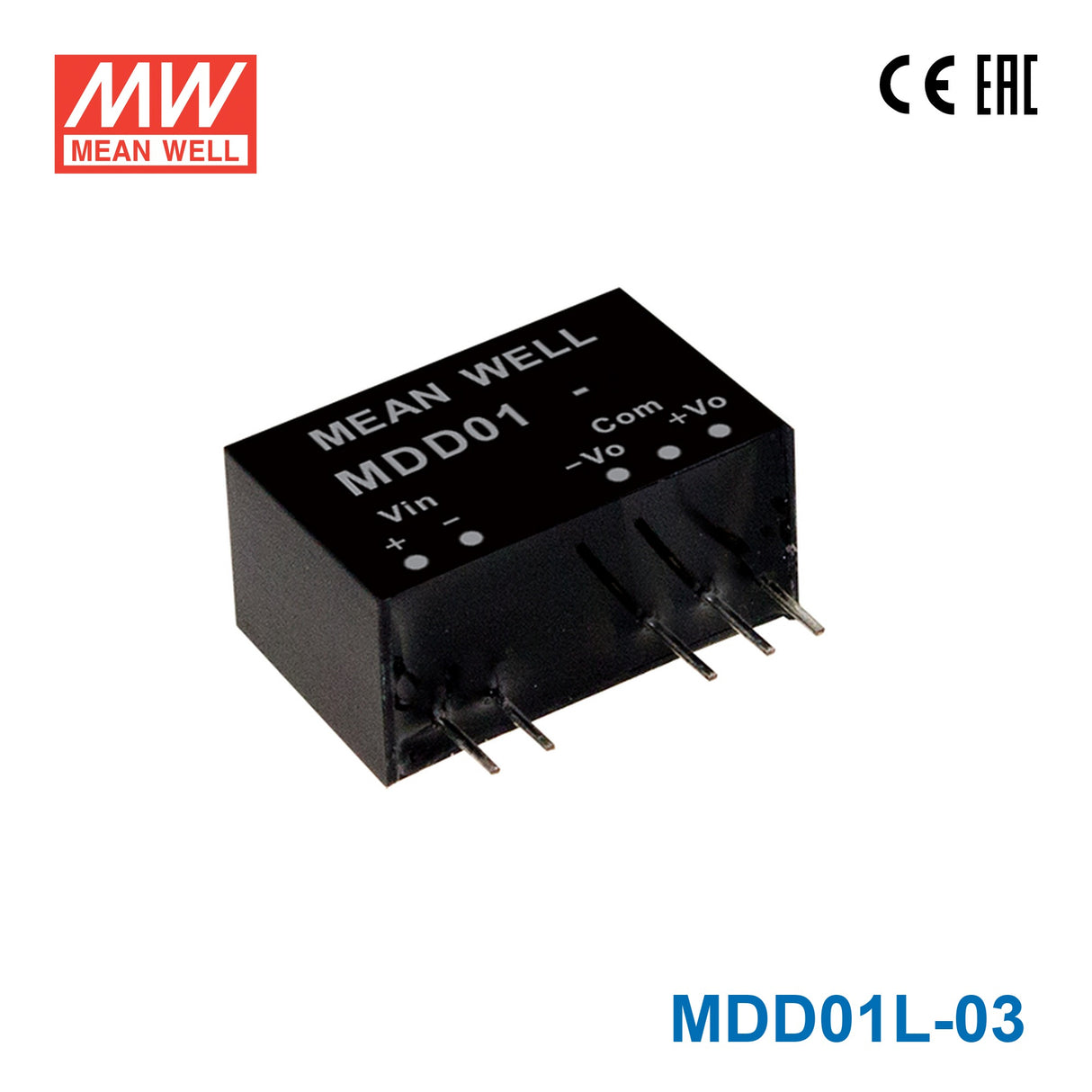 Mean Well MDD01L-03 DC-DC Medical Grade Unregulated Converter