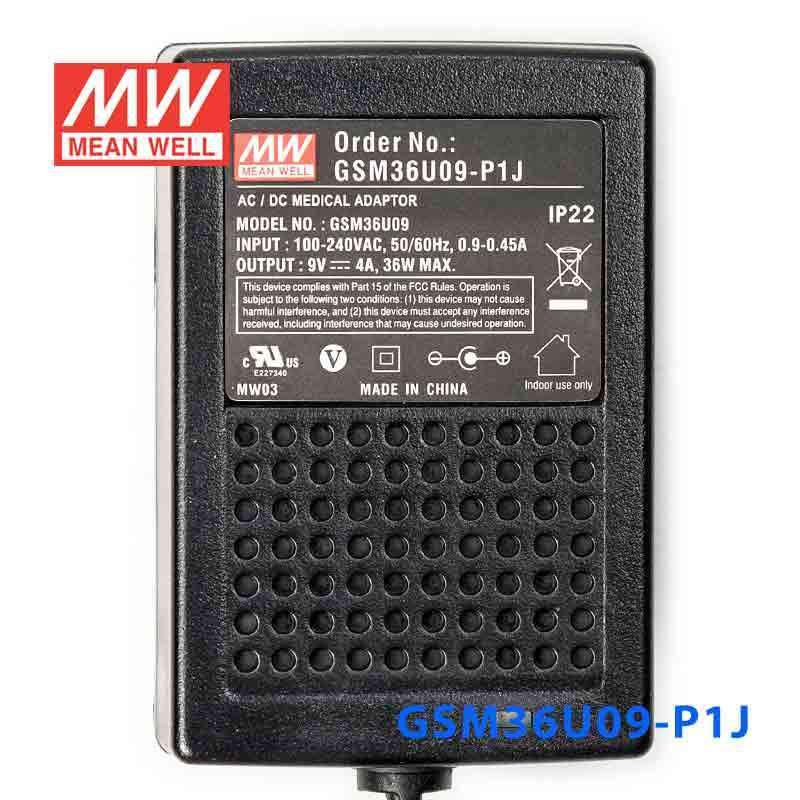 Mean Well GSM36U09-P1J Power Supply 36W 9V 4A - PHOTO 2
