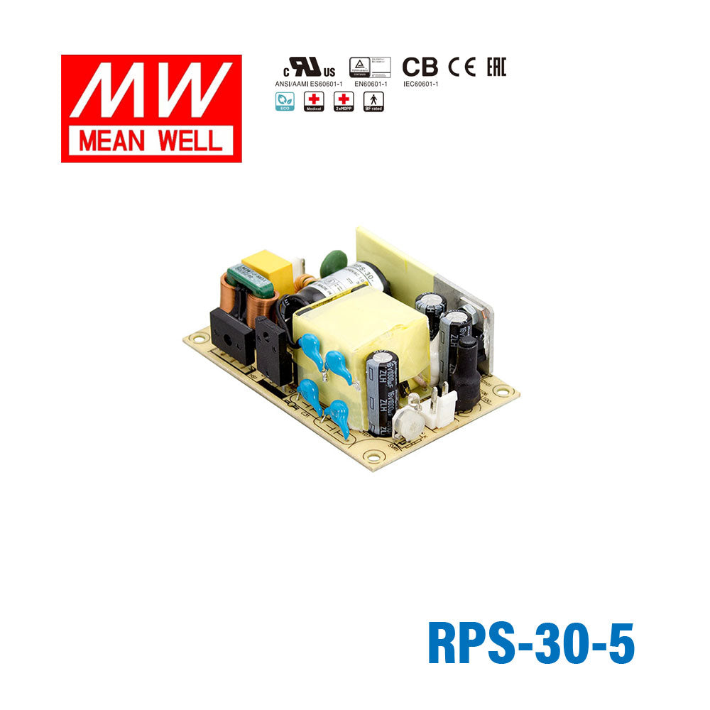 Mean Well RPS-30-5 Green Power Supply W 5V 6A - Medical Power Supply
