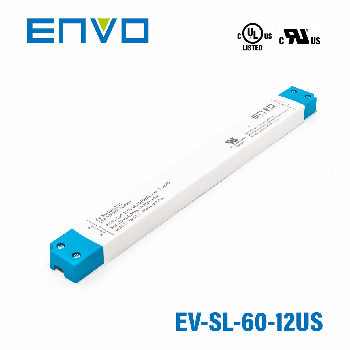 ENVO EV-SL-60-12US Linear Type LED Driver 60W 12V 5A - EV-SL-60-12US - powersupplymall.com