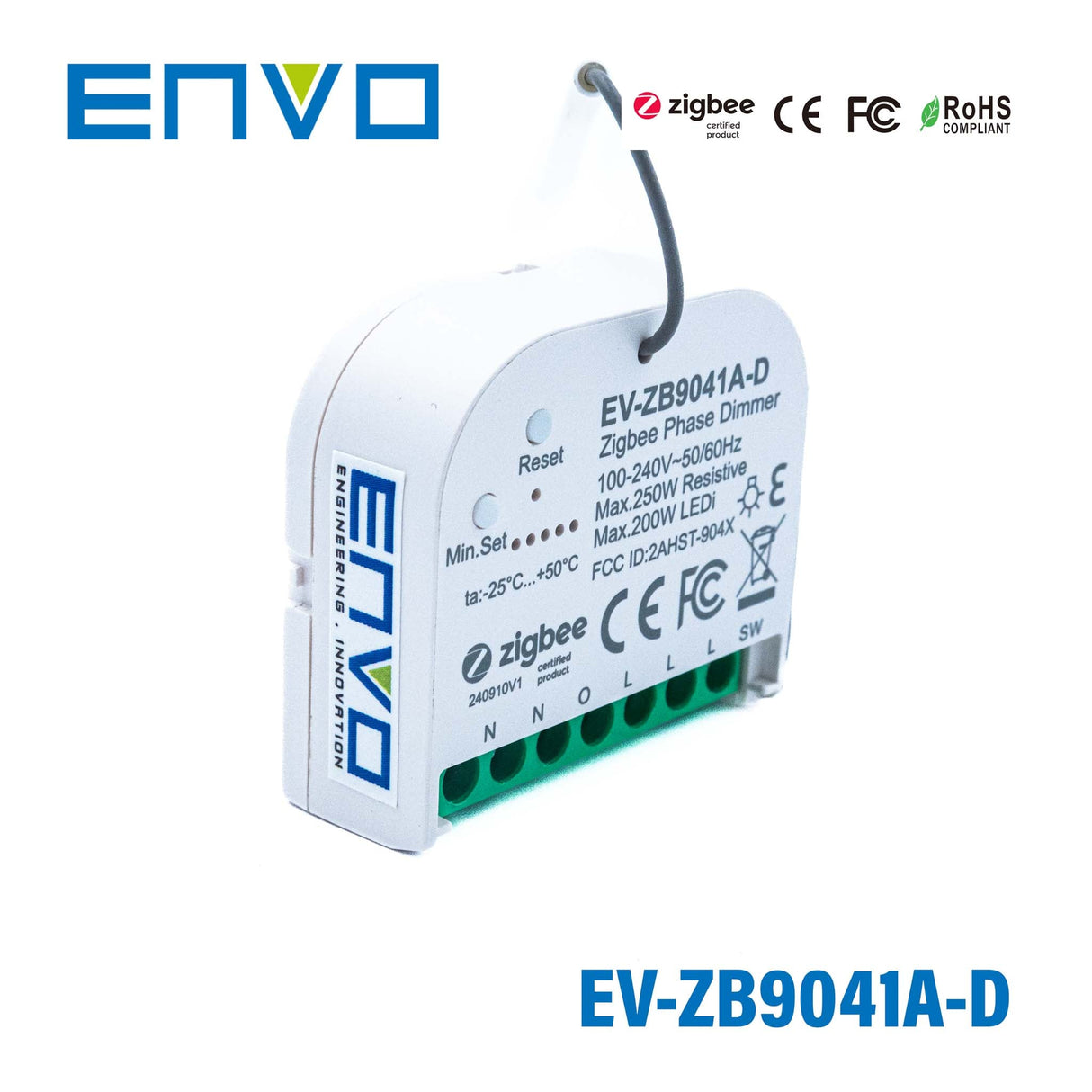 ENVO ZigbBee Mini In Wall AC Phase Smart Dimmer - EV - ZB9041A - D - powersupplymall.com