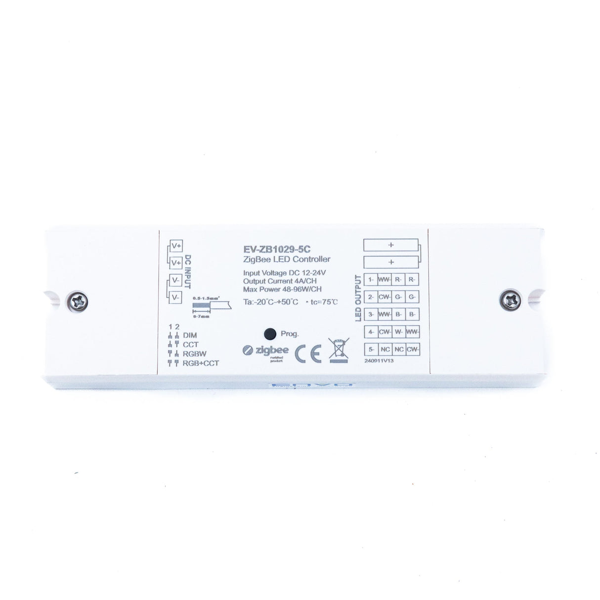 ENVO ZigBee Super Thin 5 Channel Controller 12-24V 4A per Channel - EV-ZB1029-5C - powersupplymall.com