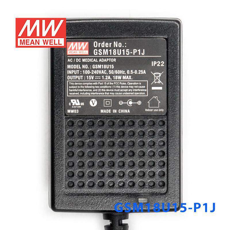Mean Well GSM18U15-P1J Power Supply 18W 15V 1.2A - PHOTO 2