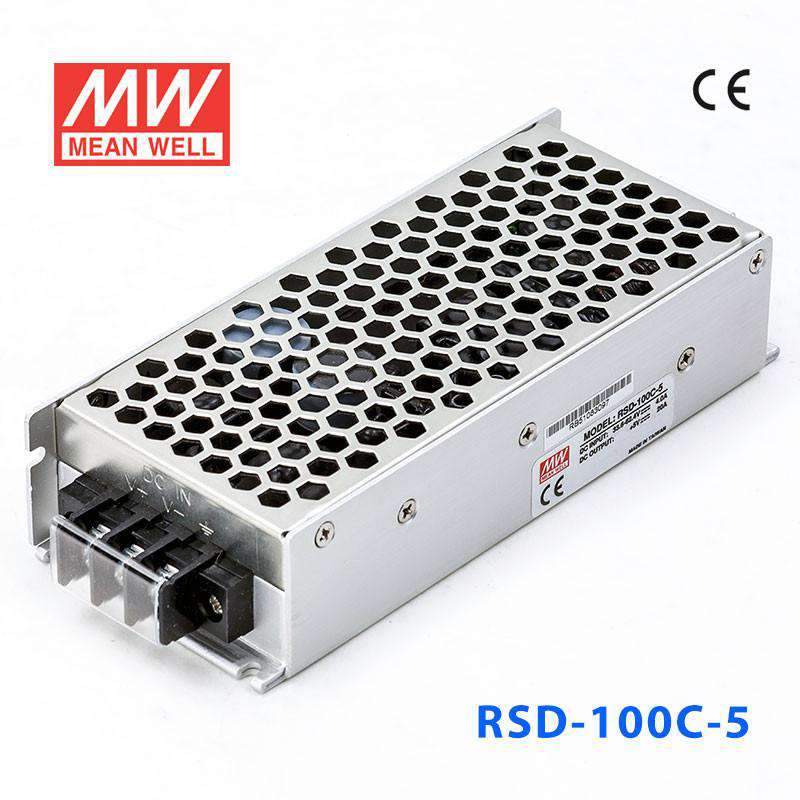 Mean Well RSD-100C-5 DC-DC Converter - 100W - 33.6~62.4V in 5V out 20A