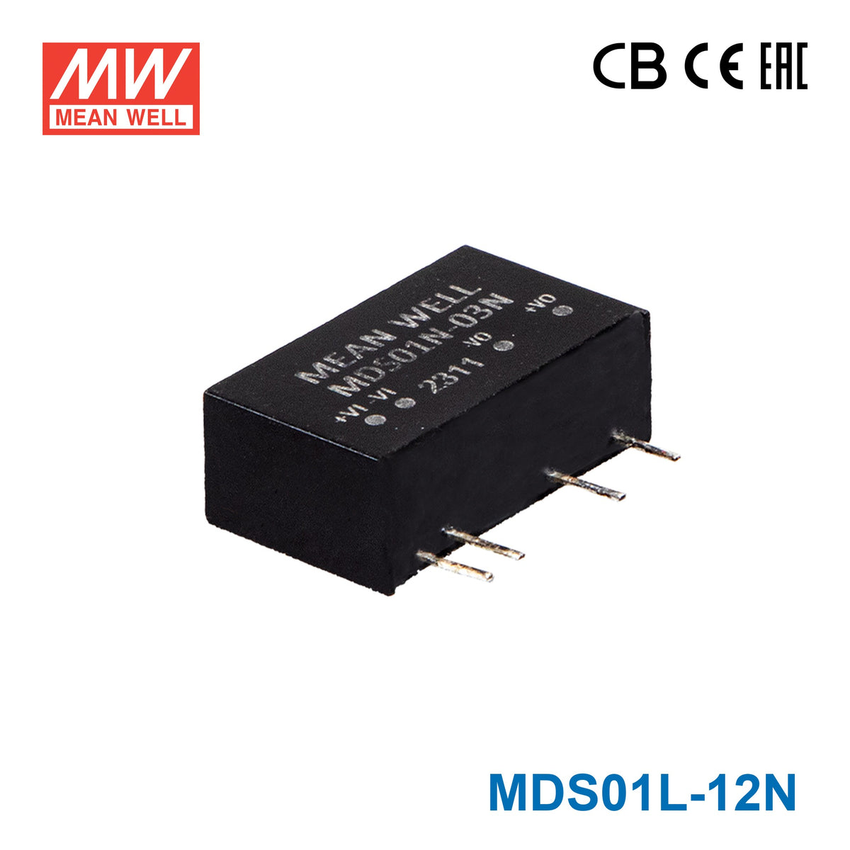 Mean Well MDS01L-12N SIP Package DC-DC Converter- 1W - 12V Out 83mA