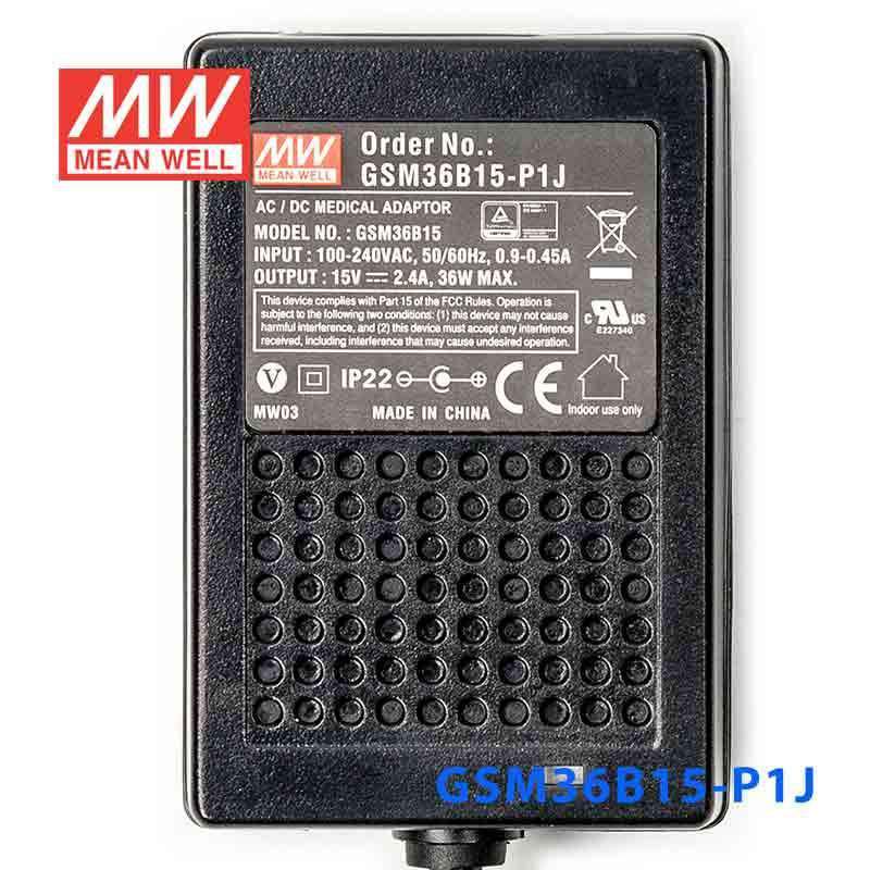 Mean Well GSM36B15-P1J Power Supply 36W 15V 2.4A - PHOTO 2