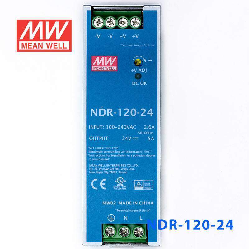 Mean Well NDR-120-24 Single Output Industrial Power Supply 120W 24V 5A - DIN Rail - PHOTO 2