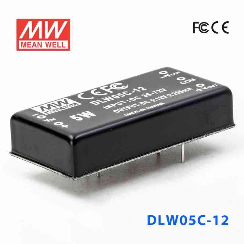 Mean Well DLW05C-12 DC-DC Converter - 5W - 36~72V in ±12V out 208mA
