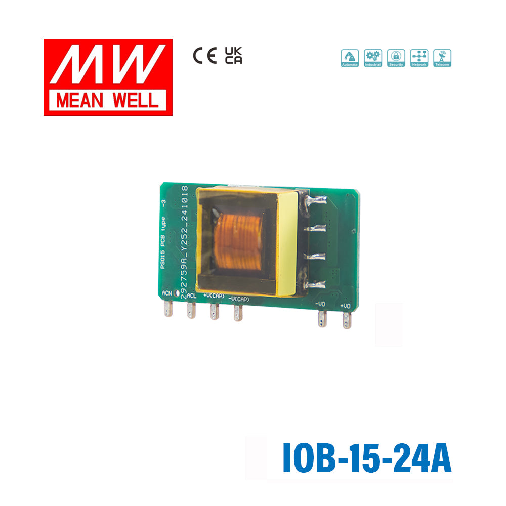Mean Well IOB-15-24A AC-DC On Board Type Power Module 15W 24V, Gold Finger PCB 625mA