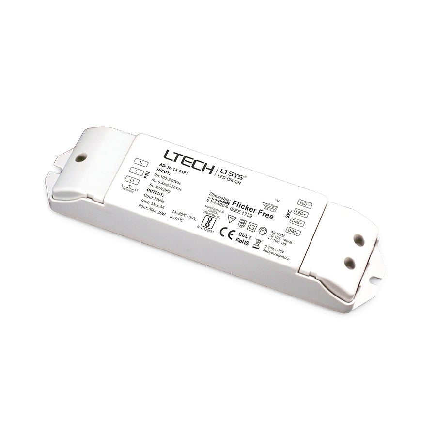 LTECH AD - 36 - 12 - F1P1 36W 12Vdc CV LED Driver - 0/1 - 10Vdimmable - AD - 36 - 12 - F1P1 - powersupplymall.com