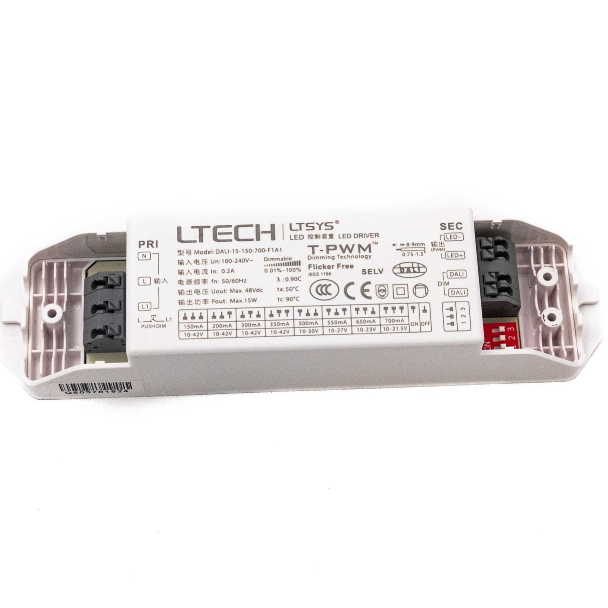 LTECH DALI - 15 - 150 - 700 - F1A1 15W 150mA ~ 700mA Dali LED Driver - Selectable Output - DALI - 15 - 150 - 700 - F1A1 - powersupplymall.com