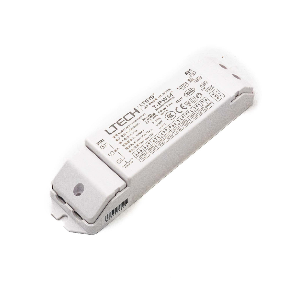 LTECH DALI - 15 - 150 - 700 - F1A1 15W 150mA ~ 700mA Dali LED Driver - Selectable Output - DALI - 15 - 150 - 700 - F1A1 - powersupplymall.com