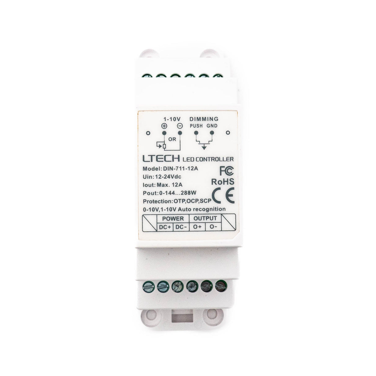 Ltech DIN - 711 - 12A Din Rail 1 - 10V LED Controller 12A - DIN - 711 - 12A - powersupplymall.com