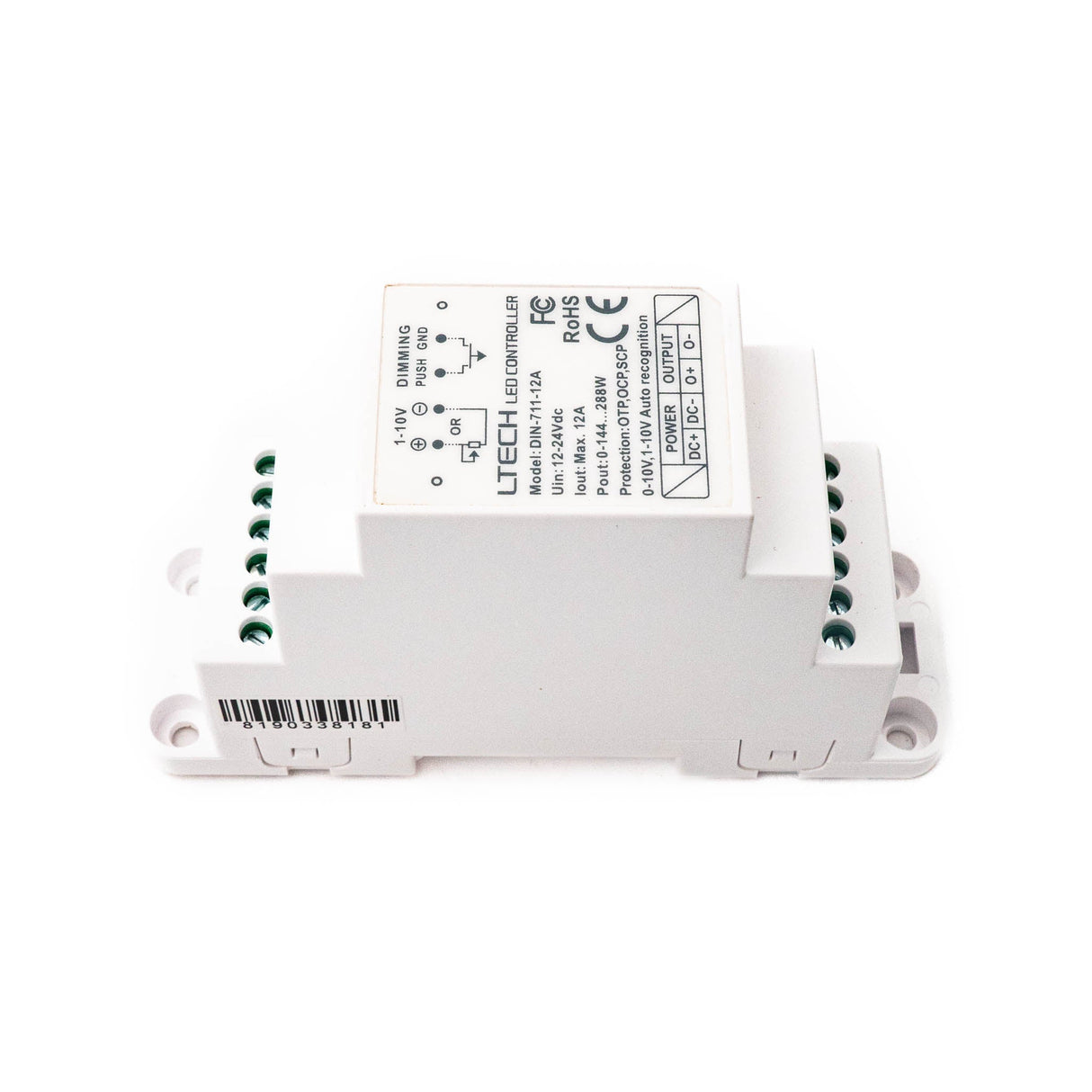 Ltech DIN - 711 - 12A Din Rail 1 - 10V LED Controller 12A - DIN - 711 - 12A - powersupplymall.com