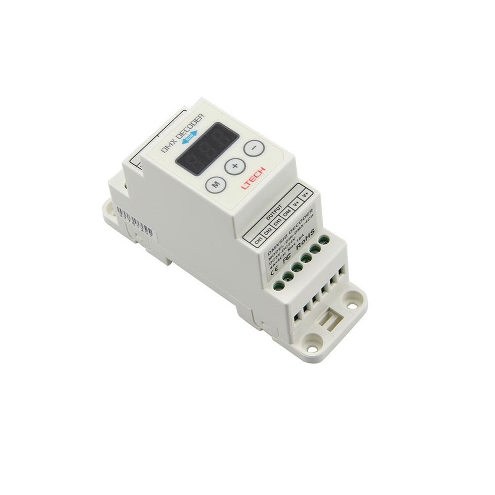 Ltech DIN - DMX - 350 - 4CH Constant Current Decoder - DMX/RDM - DIN - DMX - 350 - 4CH - powersupplymall.com