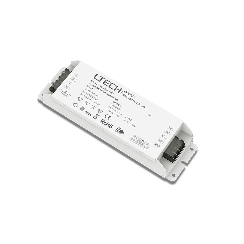 LTECH DMX - 75 - 24 - F1M1 75W 24VDC CV DMX LED Driver - DMX dimmable - DMX - 75 - 24 - F1M1 - powersupplymall.com
