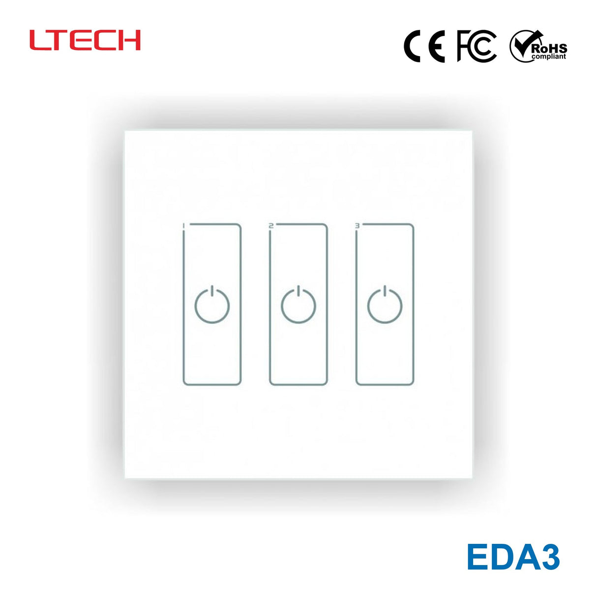 Ltech EDA3 3 Switch Touch Panel - DALI Master Dimmer - EDA3 - powersupplymall.com