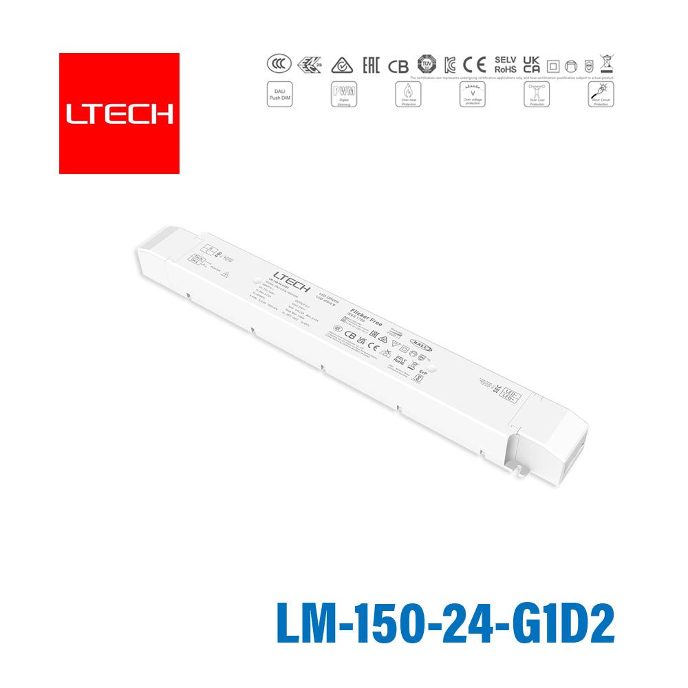 LTECH LM - 150 - 24 - G1D2 CV DALI2 Dimmable Driver - LM-150-24-G1D2 - powersupplymall.com