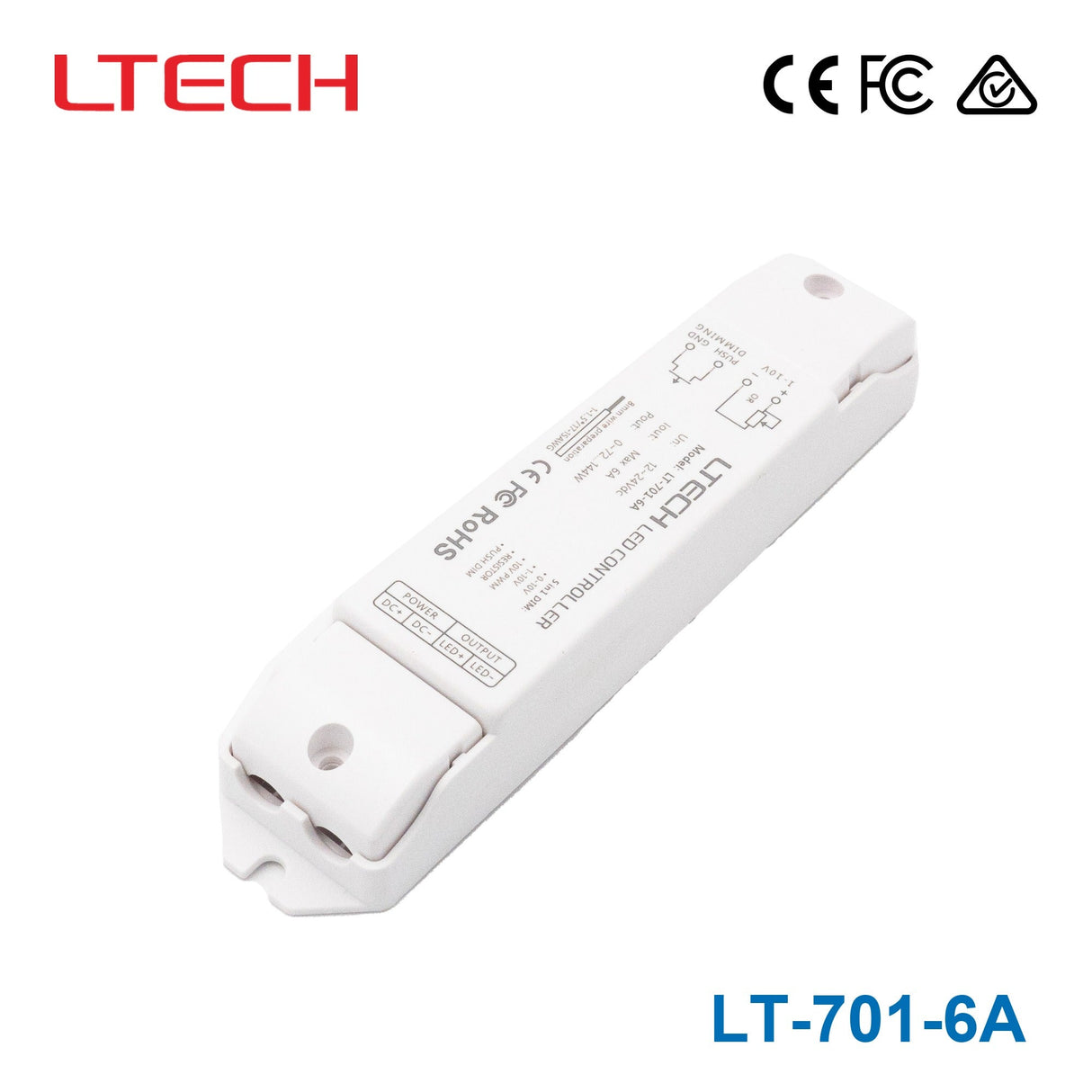 Ltech LT-701-6A Constant Voltage Controller - 0-10V/Push Dimmable - LT-701-6A - powersupplymall.com