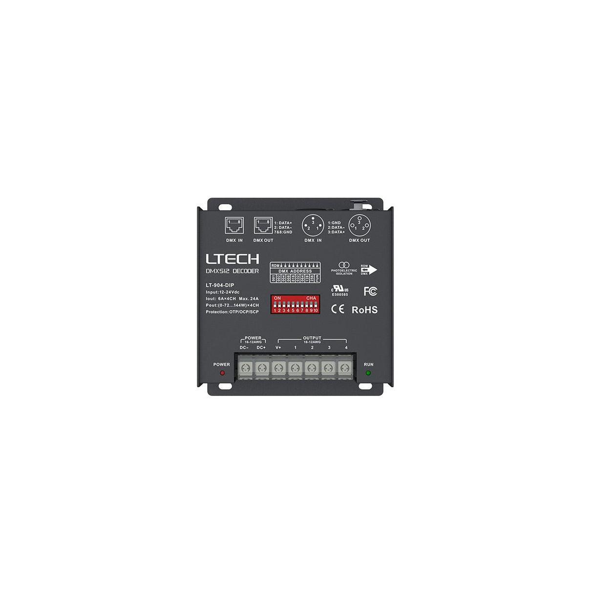 Ltech LT - 904 - DIP Constant Voltage Decoder - DMX/RDM - LT - 904 - DIP - powersupplymall.com