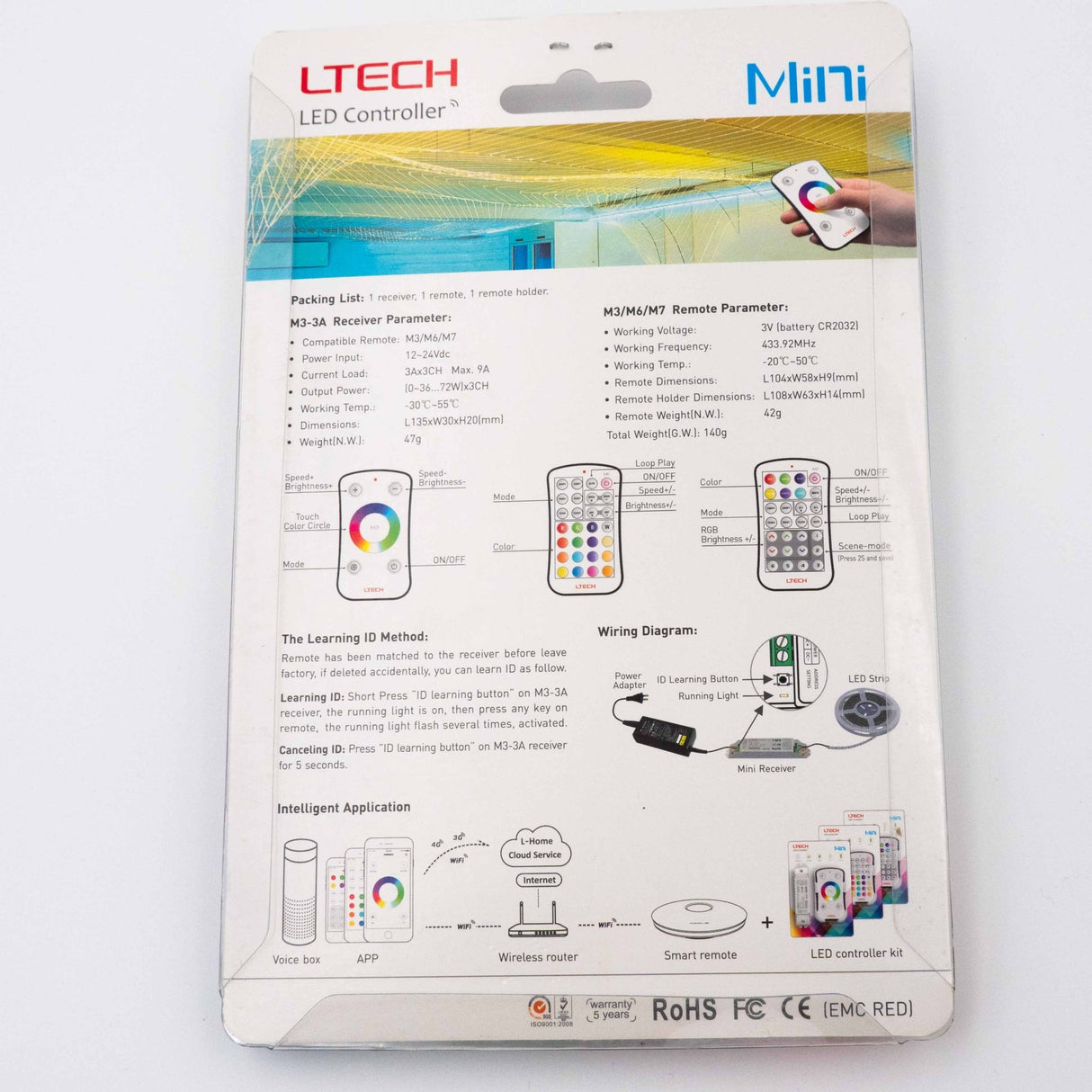 Ltech M3+M3-3A Mini Controller with RF Remote - RGB - M3+M3-3A - powersupplymall.com