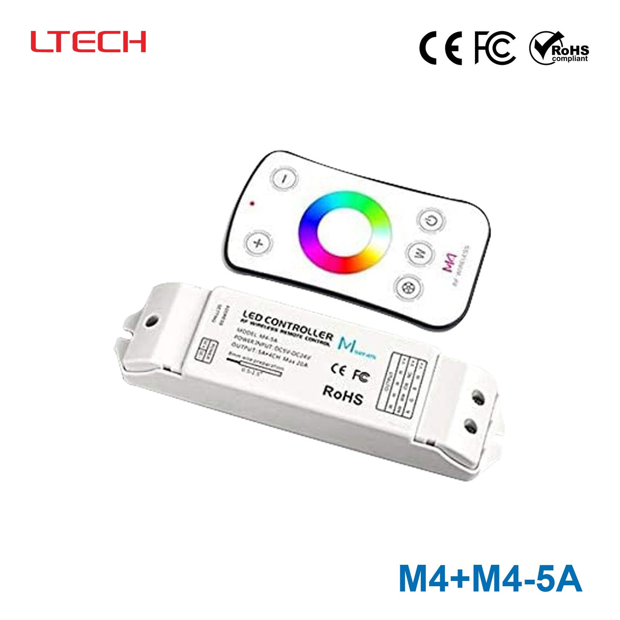 Ltech M4+M4-5A LED RF 4 Channel RGBW Wireless Remote & Controller Set - RGBW - M4+M4-5A - powersupplymall.com