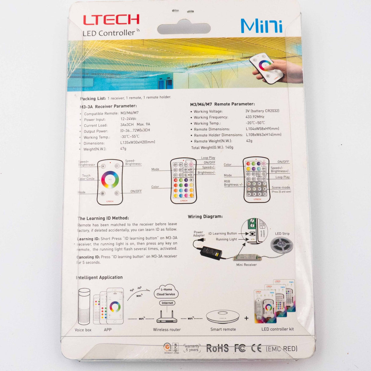 Ltech M6+M3 - 3A Mini Controller with RF Remote - RGB - M6+M3-3A - powersupplymall.com