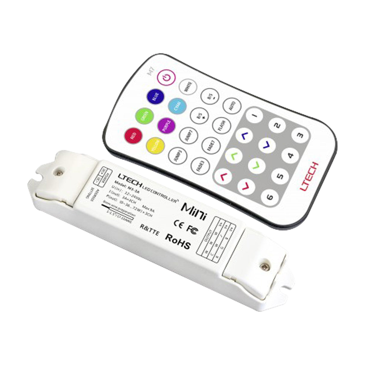 Ltech M7+M3 - 3A Mini Controller with RF Remote - RGB - M7+M3 - 3A - powersupplymall.com