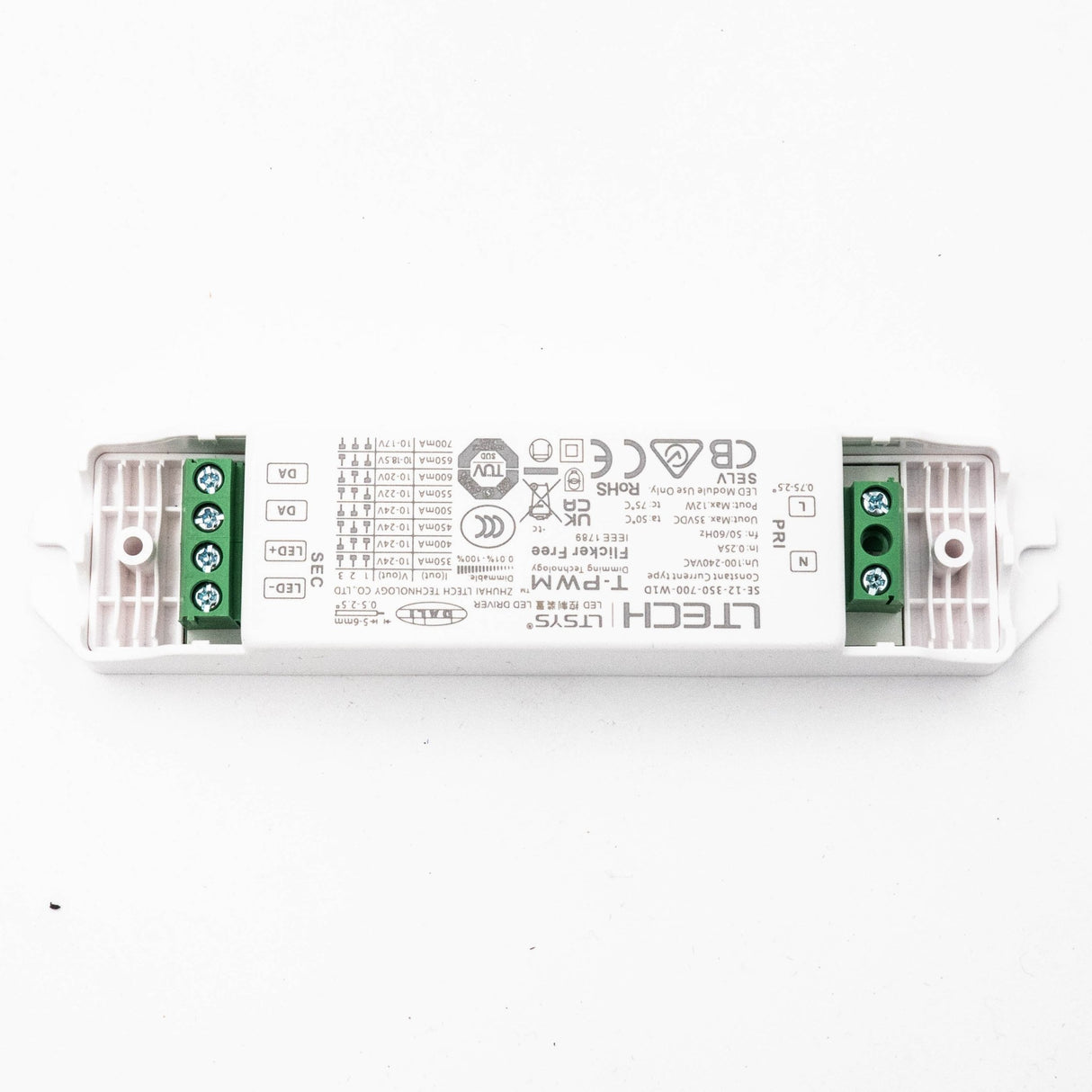 LTECH SE - 12 - 350 - 700 - W1D 12W 350mA ~ 700mA CC DALI2 LED Driver - Selectable Output - SE - 12 - 350 - 700 - W1D - powersupplymall.com