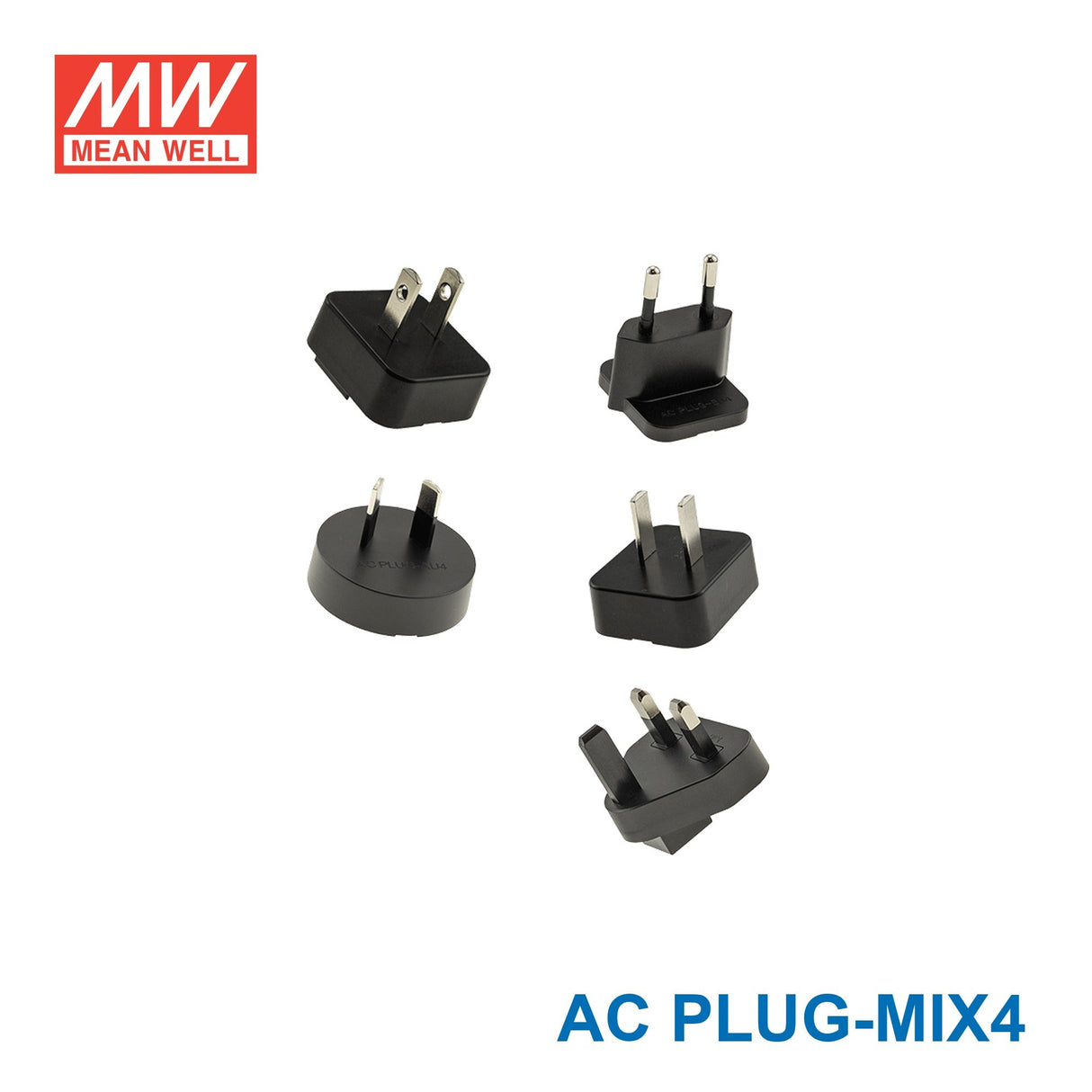 Mean Well AC PLUG-MIX4 AC plug Set Connector for NGE Adapter (Contains EU, US, UK, AU and CN Connector) - AC PLUG-MIX4 - powersupplymall.com