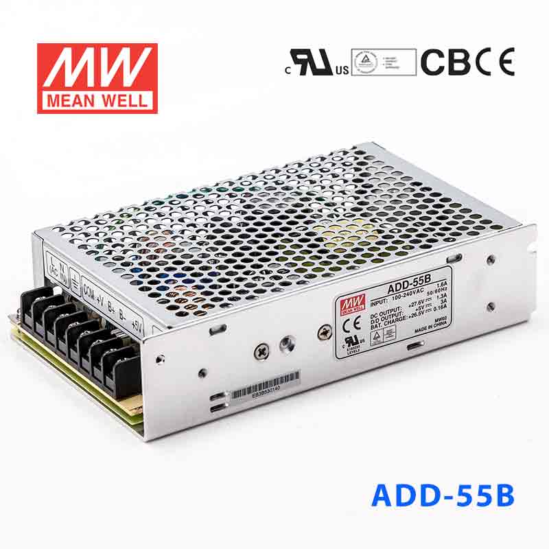Mean Well ADD - 55B Security Power Supply 55.12W 27.6V 5V 1.3A - UPS, Dual output - ADD - 55B - powersupplymall.com