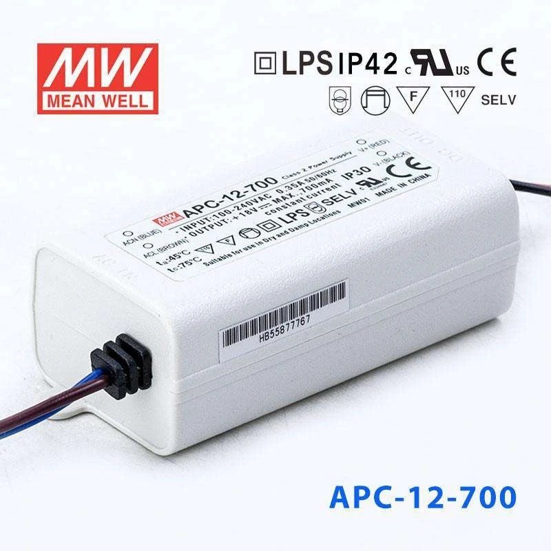 Mean Well APC - 12 - 700 Power Supply 12W 700mA - APC - 12 - 700 - powersupplymall.com