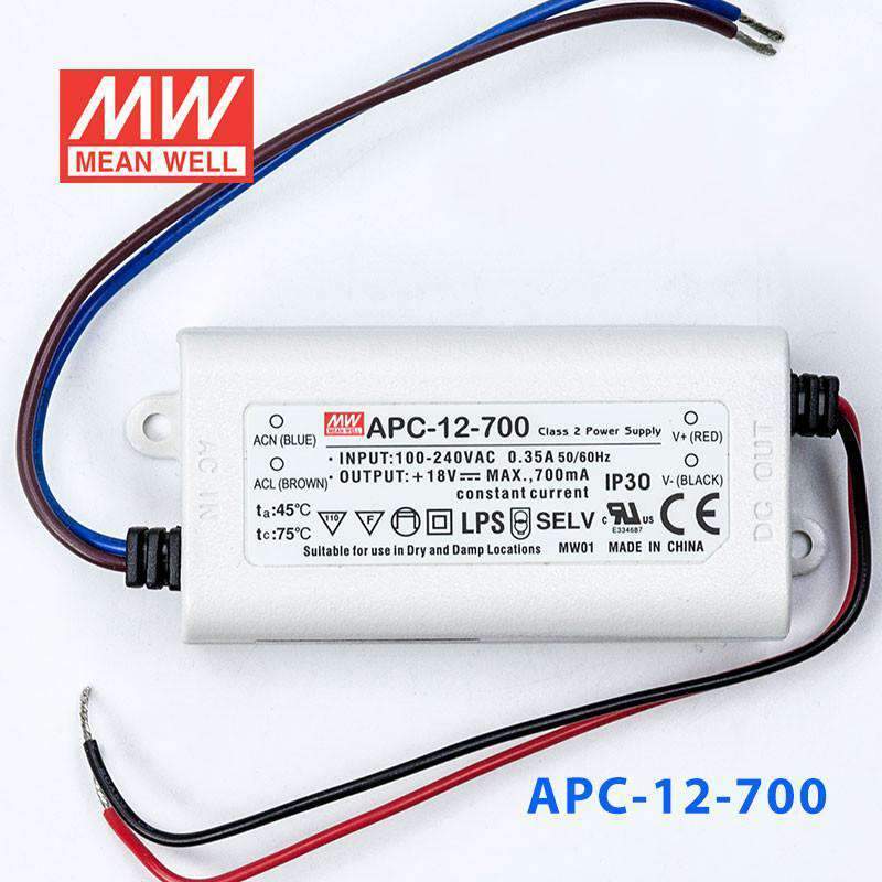 Mean Well APC - 12 - 700 Power Supply 12W 700mA - APC - 12 - 700 - powersupplymall.com