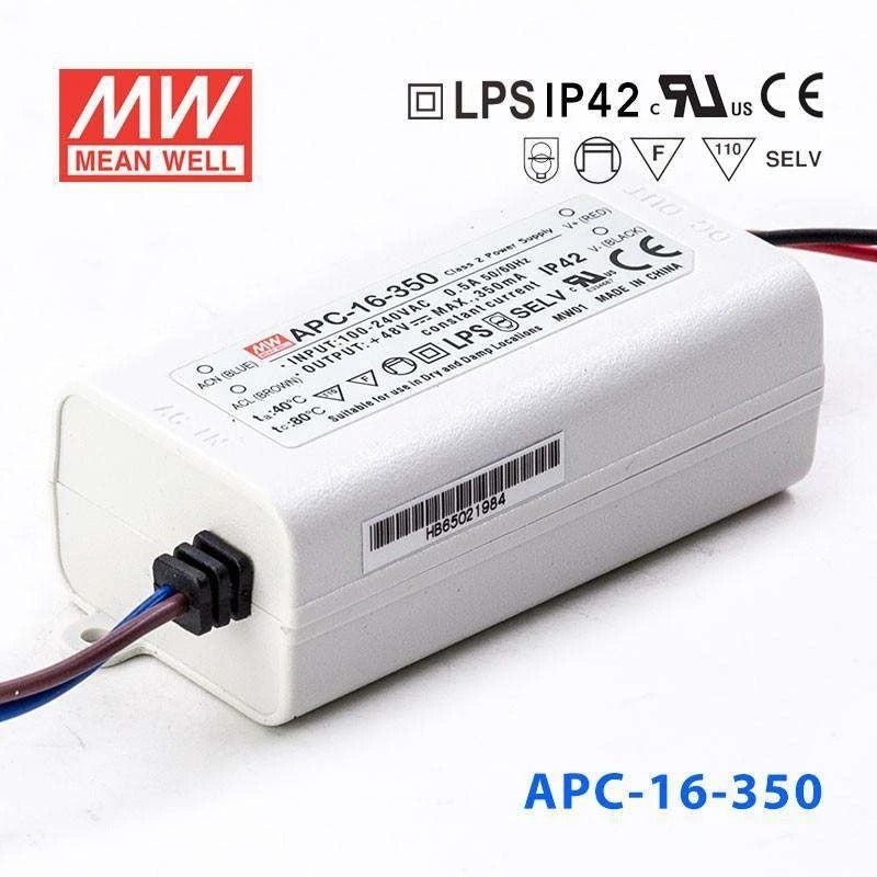 Mean Well APC - 16 - 350 Power Supply 16W 350mA - APC - 16 - 350 - powersupplymall.com
