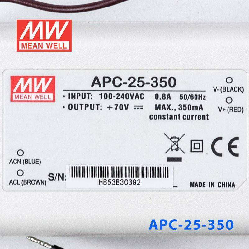 Mean Well APC - 25 - 350 Power Supply 25W 350mA - APC - 25 - 350 - powersupplymall.com